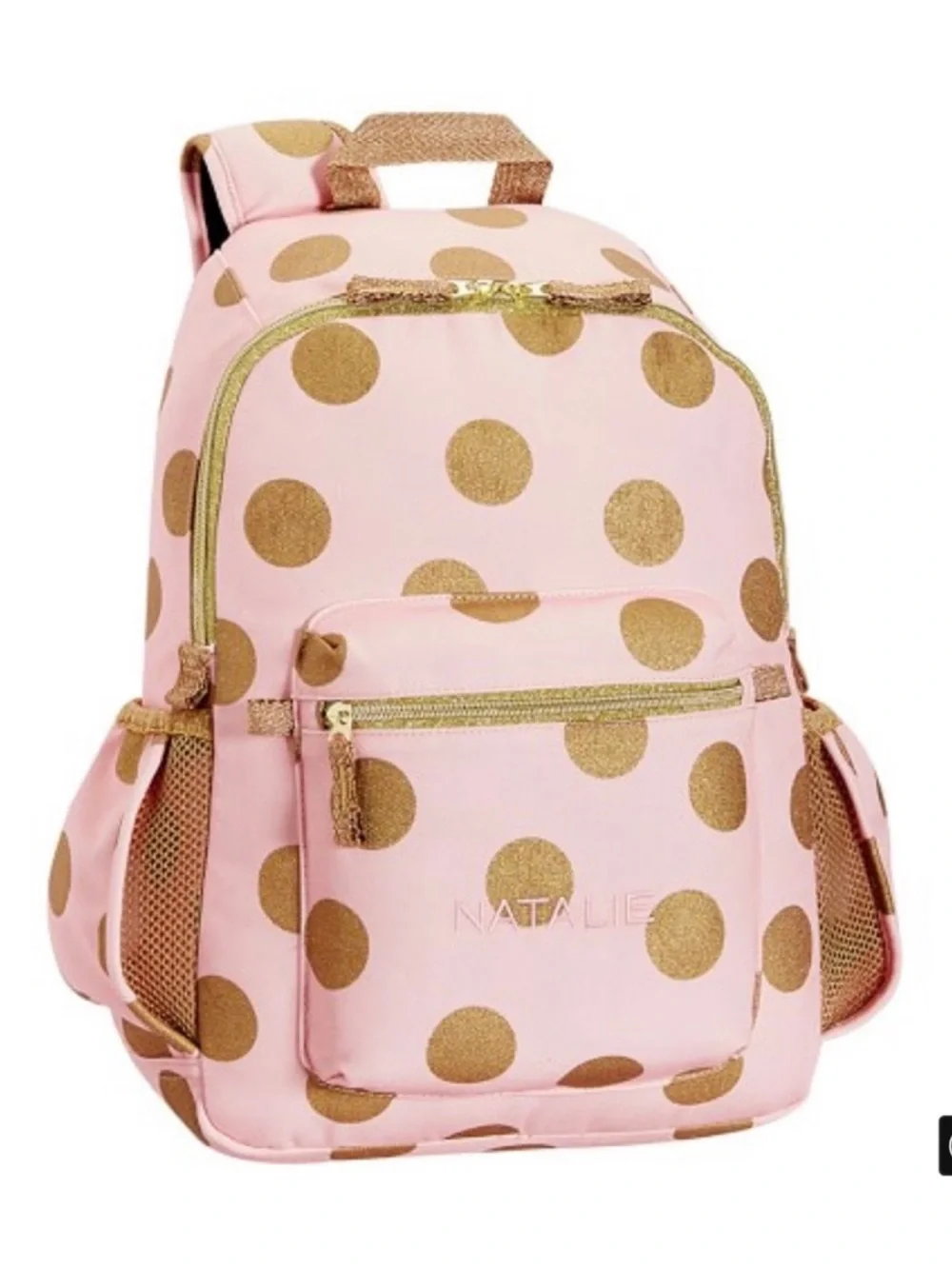 Pottery Barn Kids Pink and Gold Polka Dot Backpack